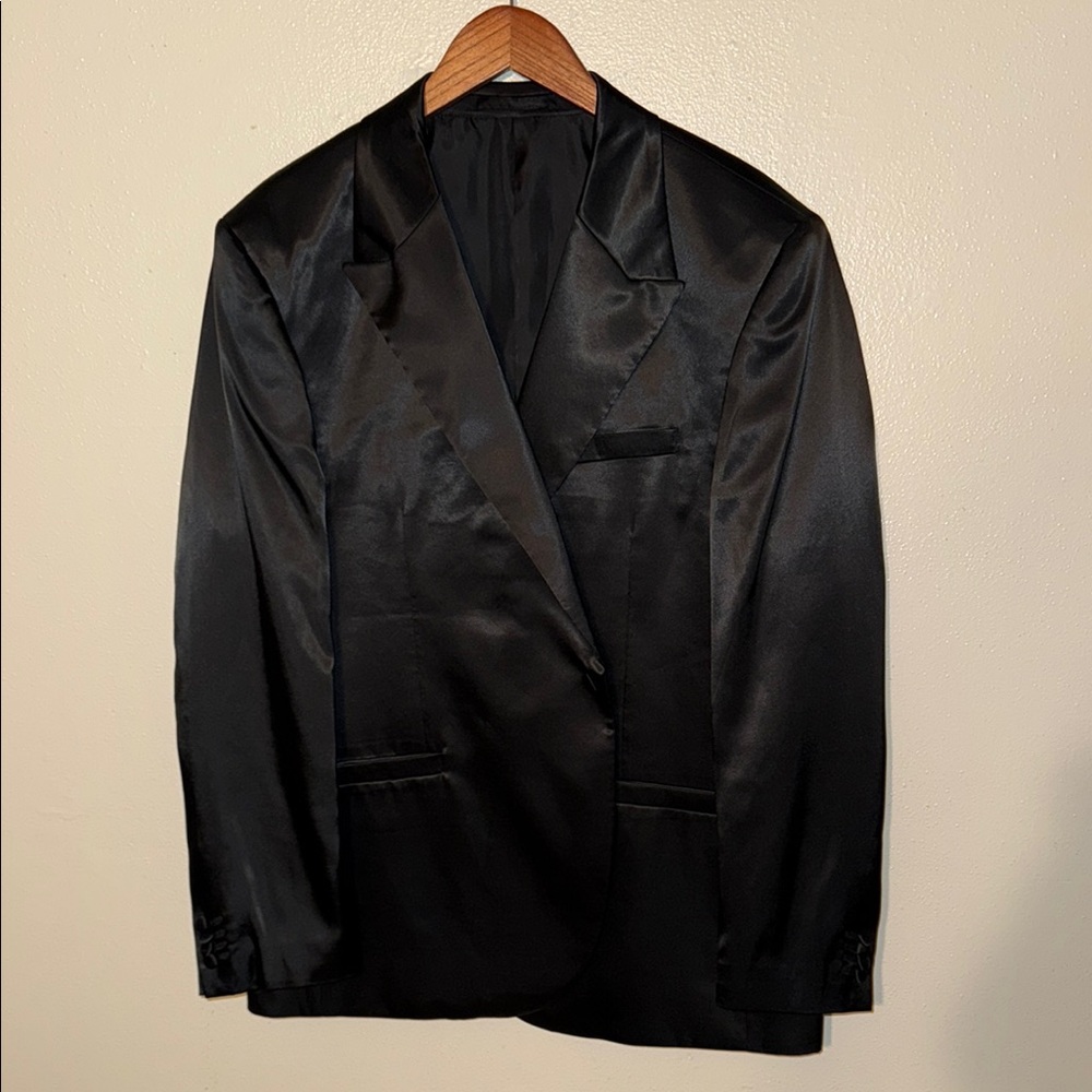 Mens 46R black satin TopMan blazer